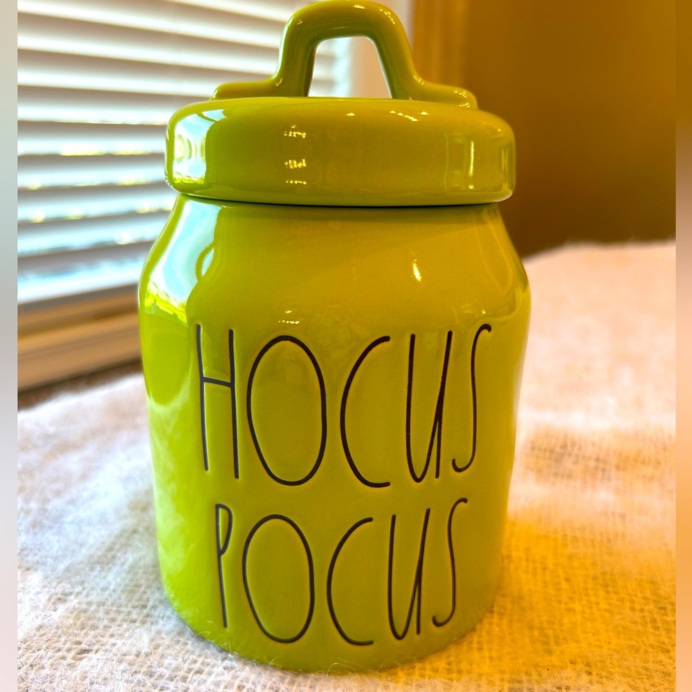 Rae Dunn Hocus Pocus glossy Green Canister